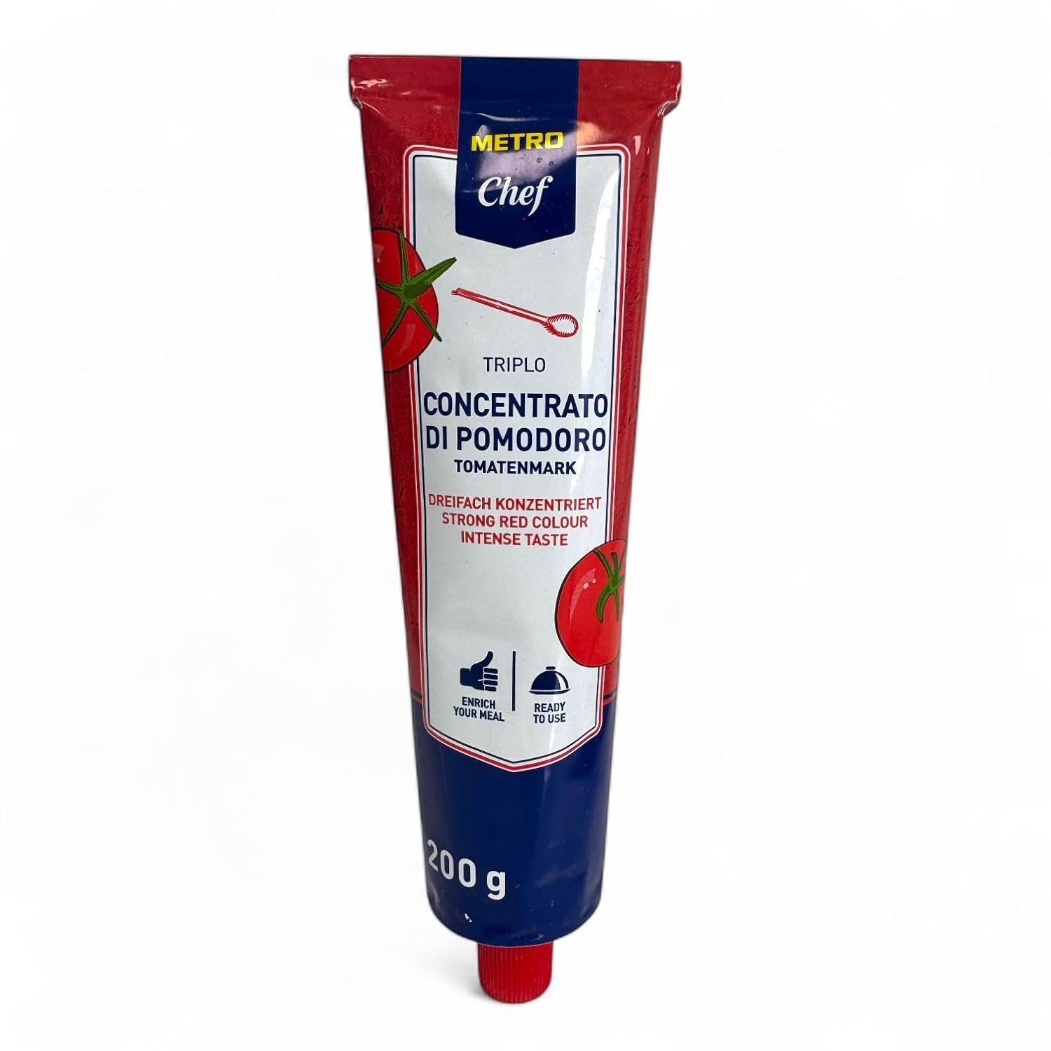 Generic Triple Concentrated Tomato Paste, Strong Red Color, 7.05 oz Tube