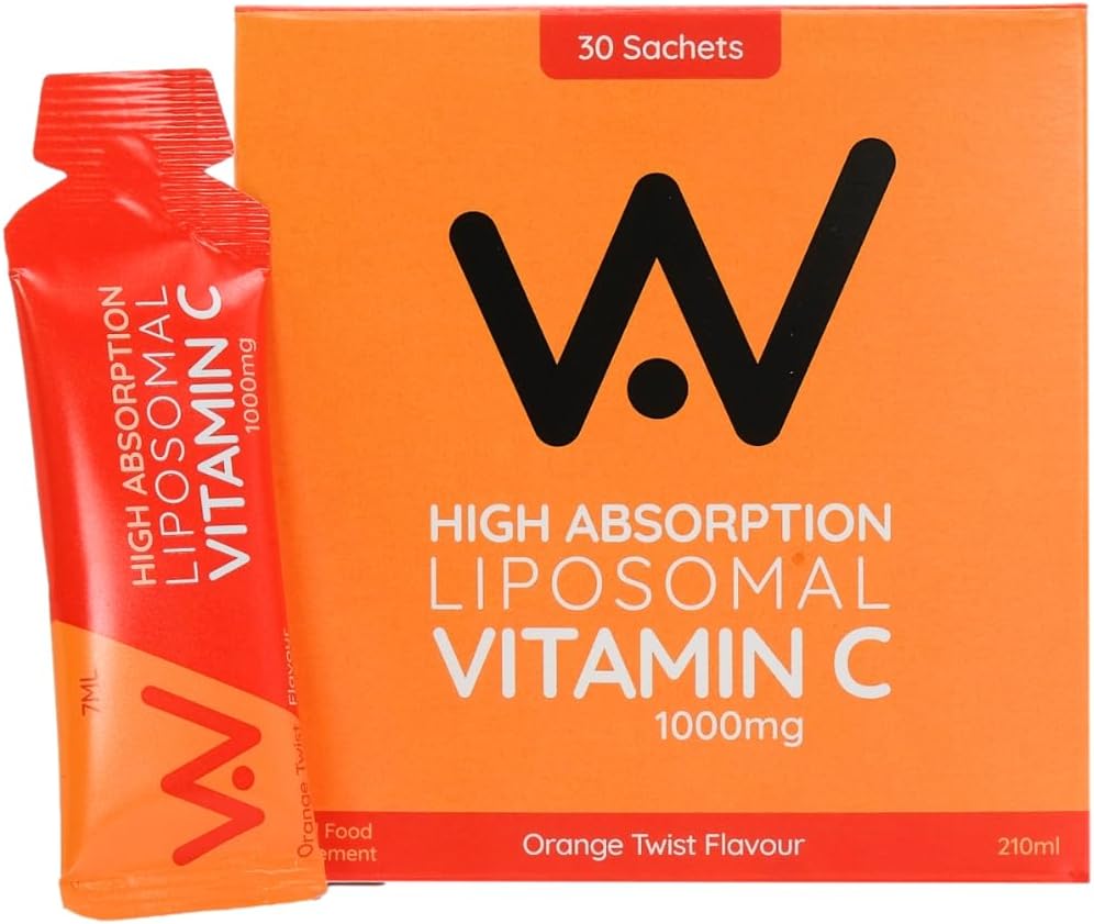 Liposomal Vitamin C 1000mg Sachets - High Strength Liquid Liposomal Vitamin C Supplement - Supports Immunity, Skin, Brain, Joints, Energy - Vegan, Orange Twist (30 Sachets)