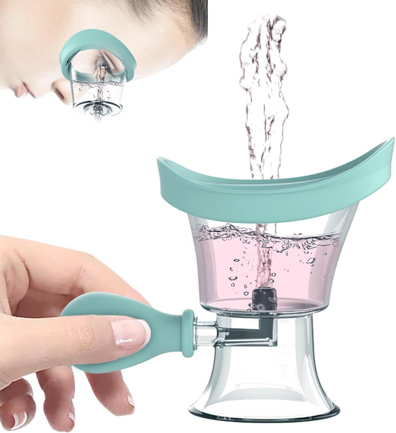Eye Wash Cup, Eye Wash Kit - Silicone Manual Air Pressure Eye Cleaning Cup for Eye Rinse, Portable Eye Care Tool for Quick Relief from Tired Eyes, Cleaning Eye Dust, Makeup Irritants(Blue)