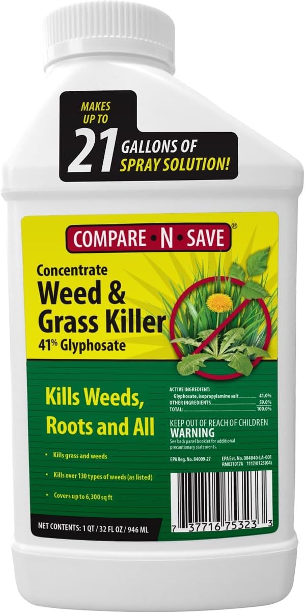 Compare-N-Save Concentrate Glyphosate Concentrate Grass & Weed Killer Herbicide, 32-Ounce