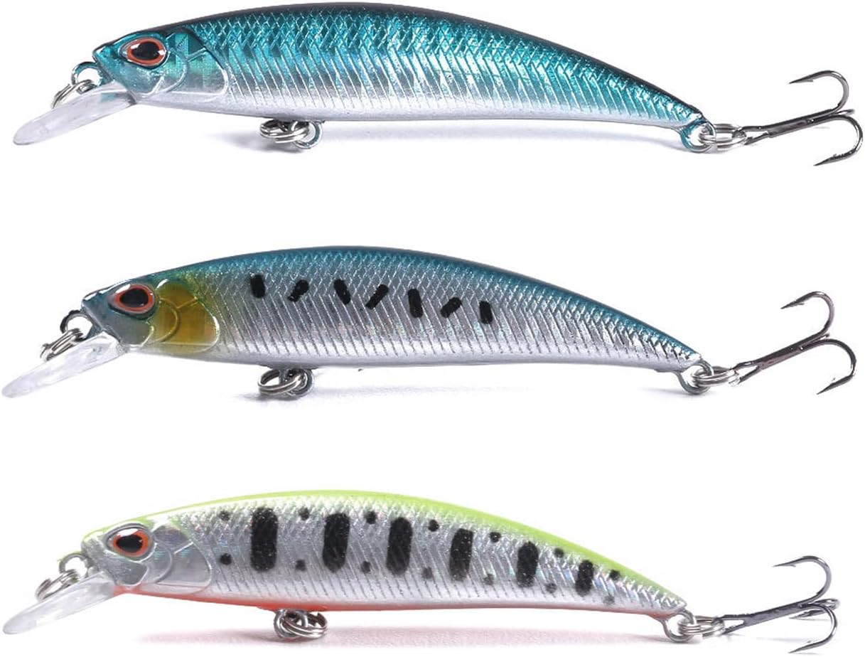 3 Pack Pike Chub Salmon Sea Trout Fishing Lure Hard Swim bait Minnow Bass Jig Crank Realistic Topwater Trebble Hooks Saltwater Freshwater Hard Slow Sink Sinking Diving Dive Shallow Trawling Predator