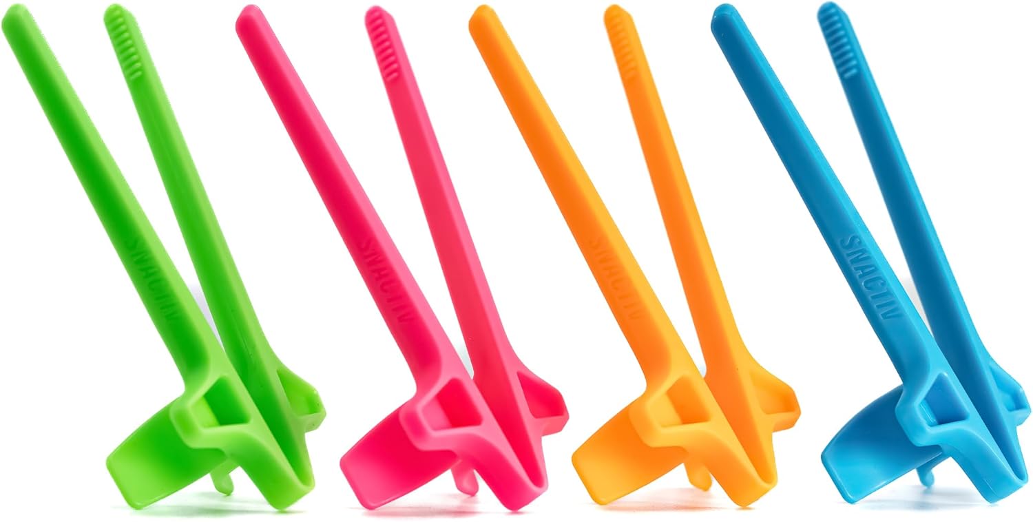 SNACTIV LITE Finger Chopsticks for Gamers 4PC NEON Bundle - As Seen on Shark Tank! The Official Snacking Tool of the Future - Enjoy Snacks and Chips with Ease - Innovative Gaming Snacking Solution