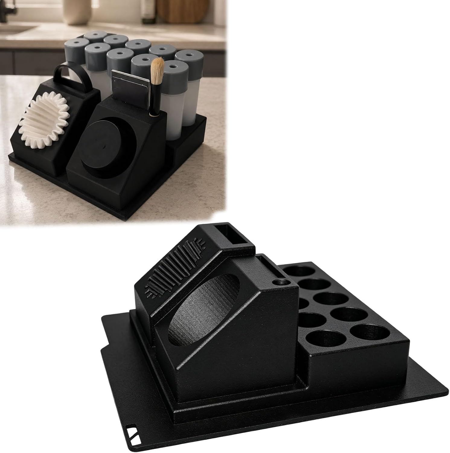 Organizer Compatible With xBloom Studio – 3D-Printed Desktop Base for Coffee Brewing Accessories – Storage for xPod Bases, Weber Tubes, Filter Papers, Magnetic Dosing Cups, and RFID Cards