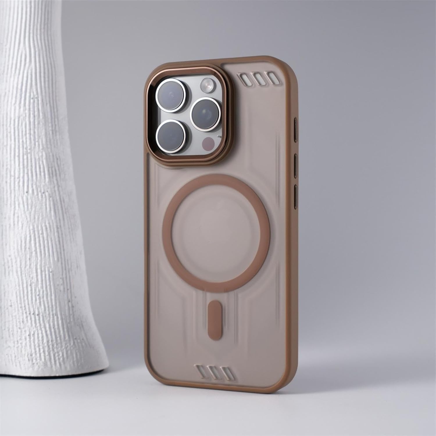 MVVKKY For iPhone 13 ProMax Wireless Charge Magnetic Case Desert Gold Matte Hard Pc Cover(For iPhone 13 ProMax/Gold)