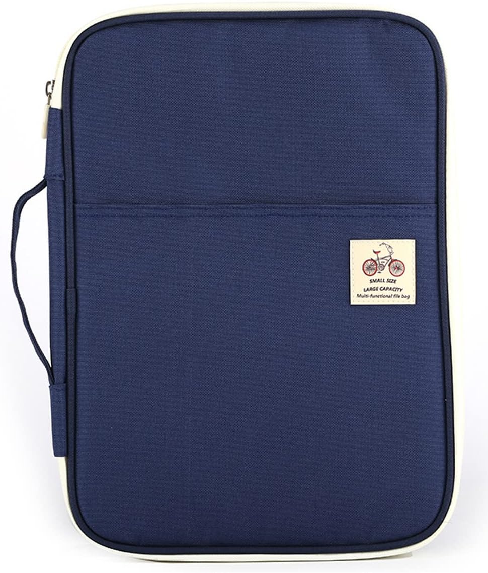 JAKAGO A4 Document Case,Multi-Pocket Portfolio Folder,A4 Zip Portfolio,Professional Document Holder Suitable for Office,Business Trip,Travel,Conference,Interview,Holiday（Blue）