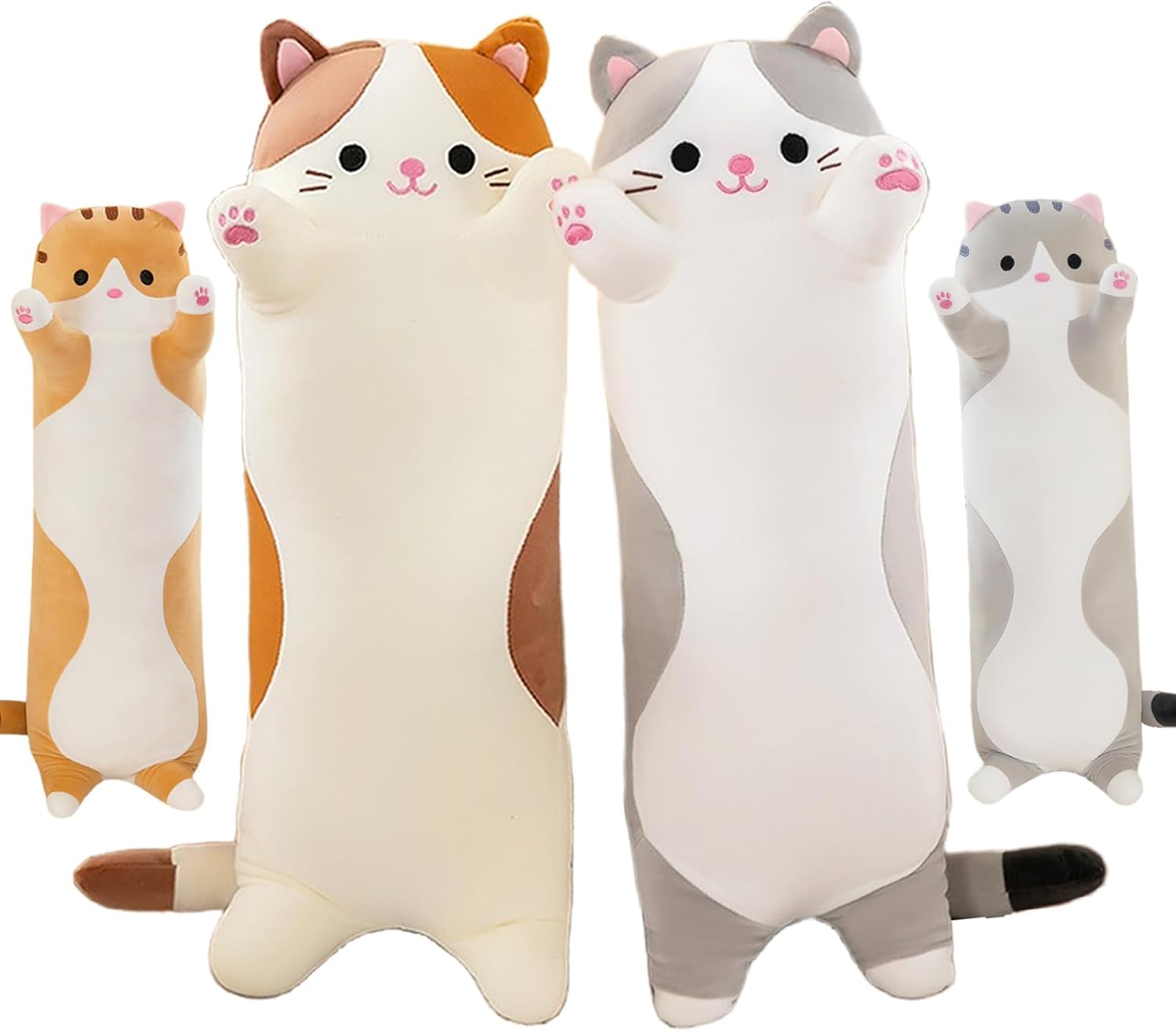 Long Cat Plush Pillow, Cute Stuffed Animal Kitten Soft Huggable Toy for Kids and Adults, 1pcs, 50cm/Orange