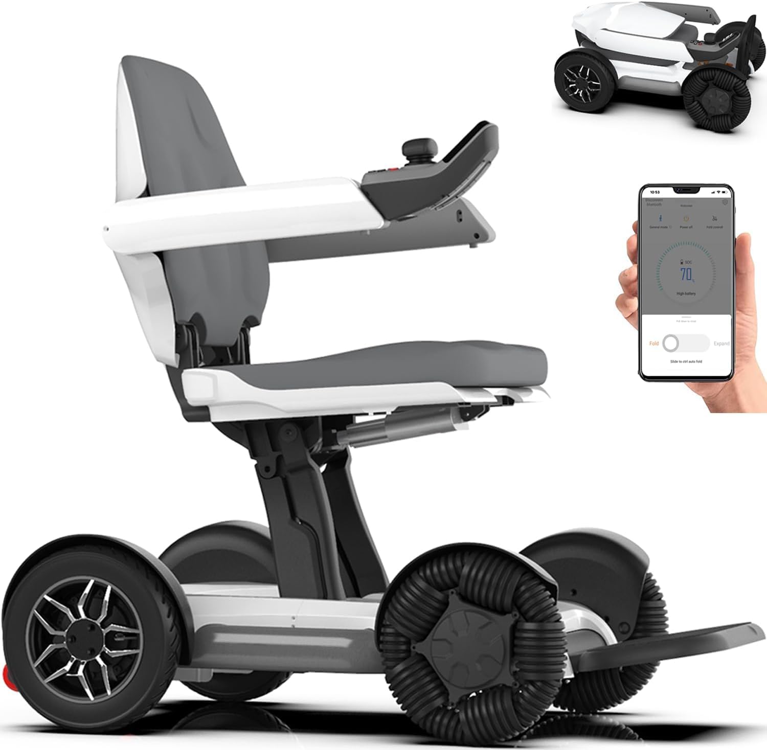Adjustable Electric Wheelchair for Elderly - 4 Wheel Portable Folding Electric Mobility Scooter with Front Mechanum Wheels, Dual Motors, Lithium Battery, Outdoor and Rehab