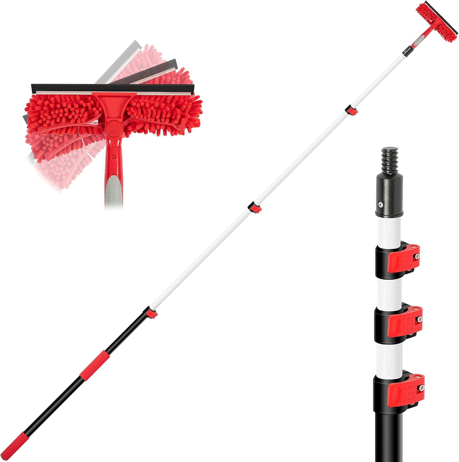 5-12 FT Window Squeegee with Extension Pole,Red