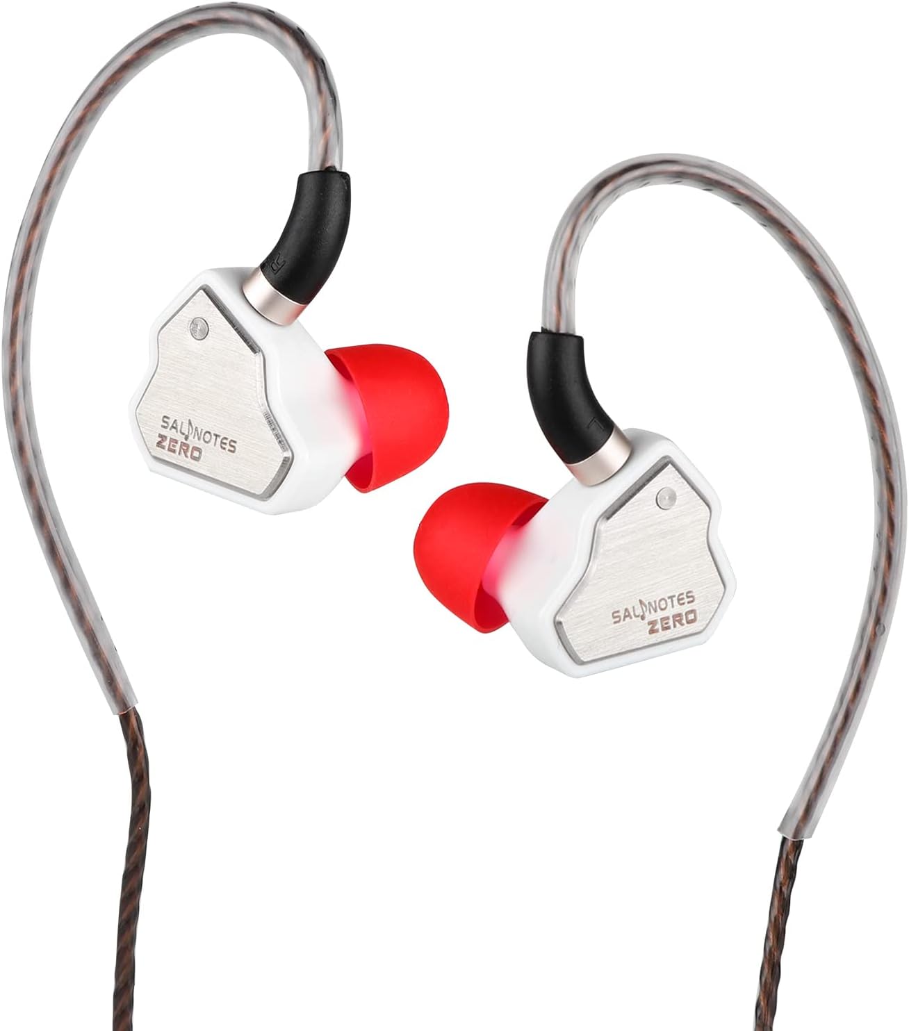 7Hz Salnotes Zero in-Ear Monitor, 10mm Dynamic Driver IEM Wired Earbuds with Metal Composite Diaphragm Faceplate, HiFi Earphone with Detachable 2Pin OFC Cable (Without Mic, White)