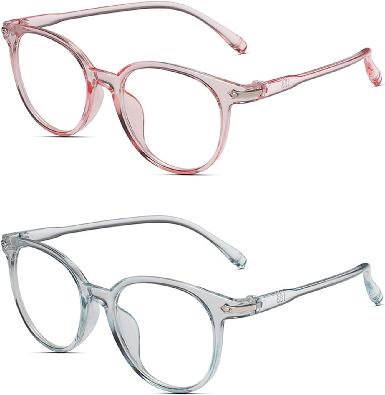 LFCFBH 2PCS Blue Light Glasses, Kids Blue Light Glasses, PC Phone Game Reading for Women Men Kids Teens Eye Protection(Blue, Pink)