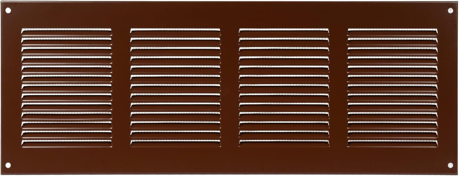 Repa Market Brown Air Vent Cover 16" x 6" Inch (Outer Dimensions) - Steel Return Air Grilles - for Ceiling and Sidewall - HVAC - with Protection Screen Mesh (15.74'' x 5.90'' Inch)