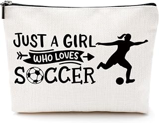 Soccer Gift Makeup Bag, Soccer Coach Gifts, Soccer Stuff Accessories Cosmetic Bag for Girls Women Soccer Lovers Sister Christmas Birthday Gifts Soccer Team Gifts Travel Toiletry Bag Zipper Pouch