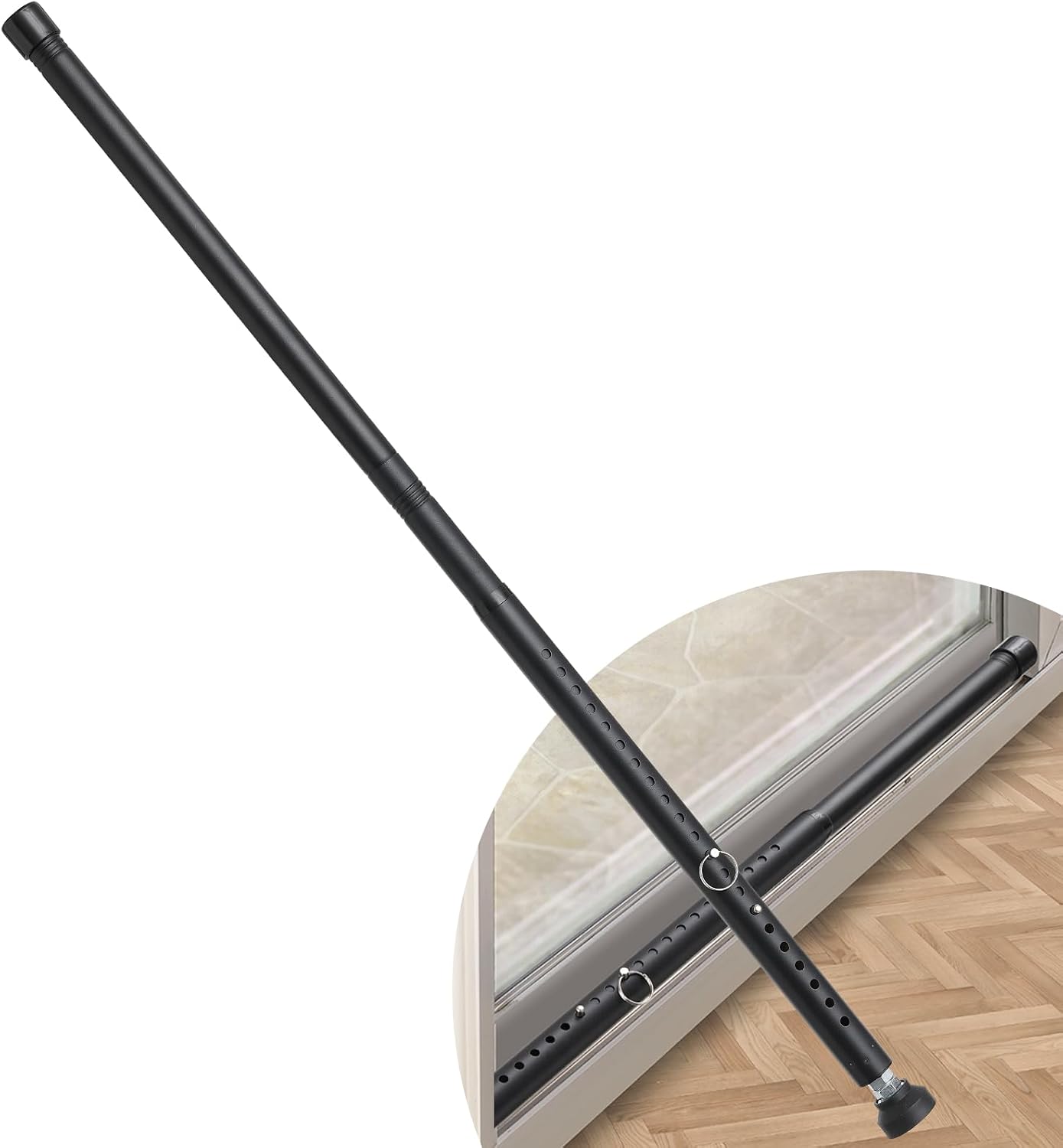 DIIG Sliding Door Security Bar，17.7-50.5inch Adjustable Locking Window Safety Bar with Rubber Tips,Diameter 1inch Window Security Bar for Home Apartment Travel (Black)