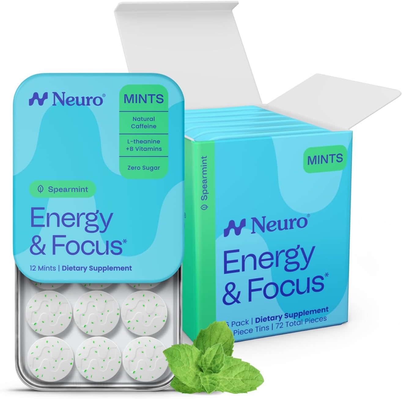 Neuro Energy & Focus Mints, Spearmint, 72 Count