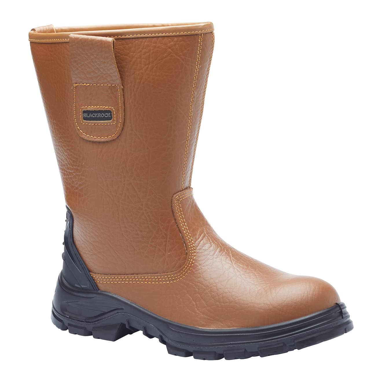 Blackrock S1-P SRC Safety Rigger Work Boots, Mens Womens Steel Toe Cap Tan Leather, Working Boots, Safety Shoes, Protective Midsole, Gardening, Work & Utility Footwear, Construction - Size 11