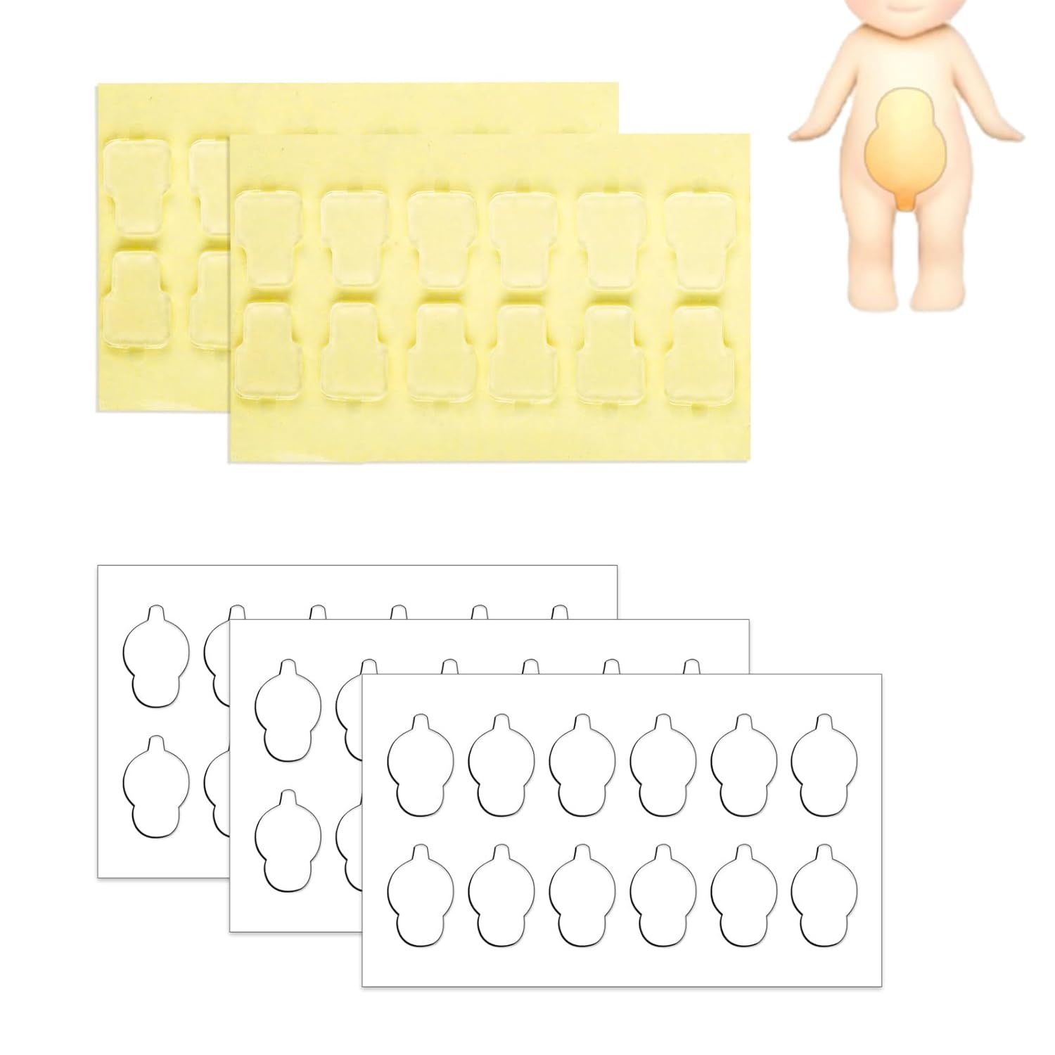 60pcs Adhesive Tapes for Sonny Baby, Double Sided Clear Adhesive Pads Mini Figure Clear Glue Sticky Putty Replacement for Sonny Angel Doll