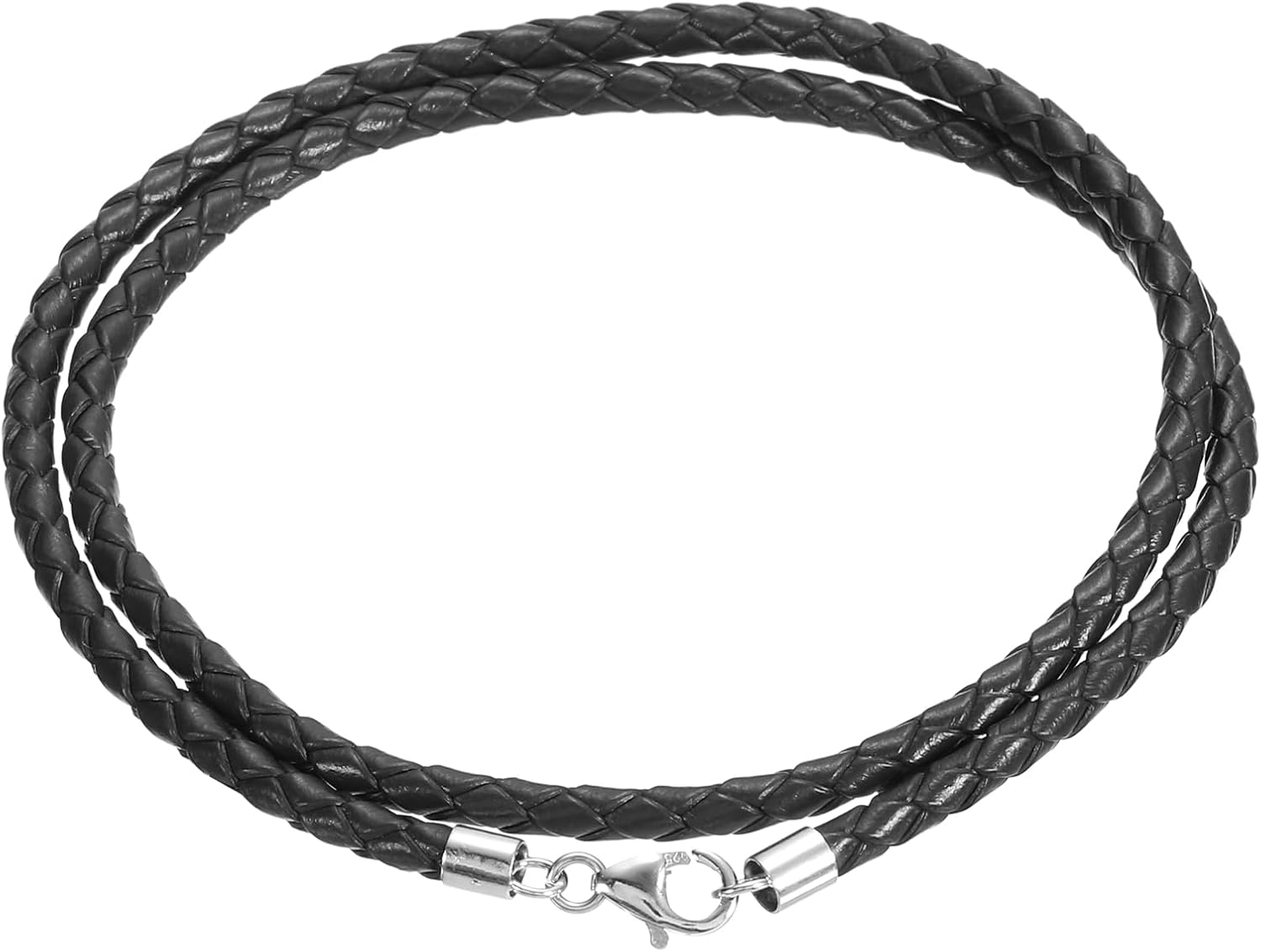 sourcing map Braided Leather Necklace Cord, Braided Necklace String Rope with 925 Sterling Silver Clasp for Pendants, Necklaces, Jewelry Making Beading Supplies