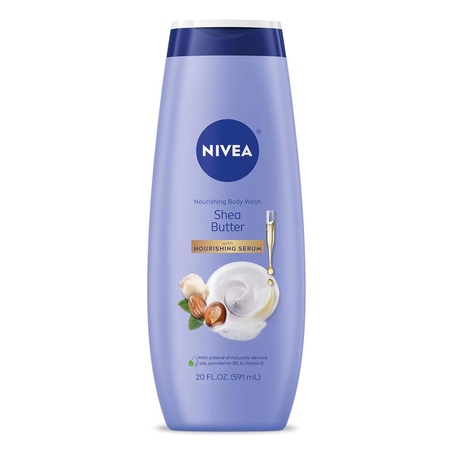 NIVEA Nourishing Shea Butter Body Wash, Nourishing Serum, 20 FL OZ
