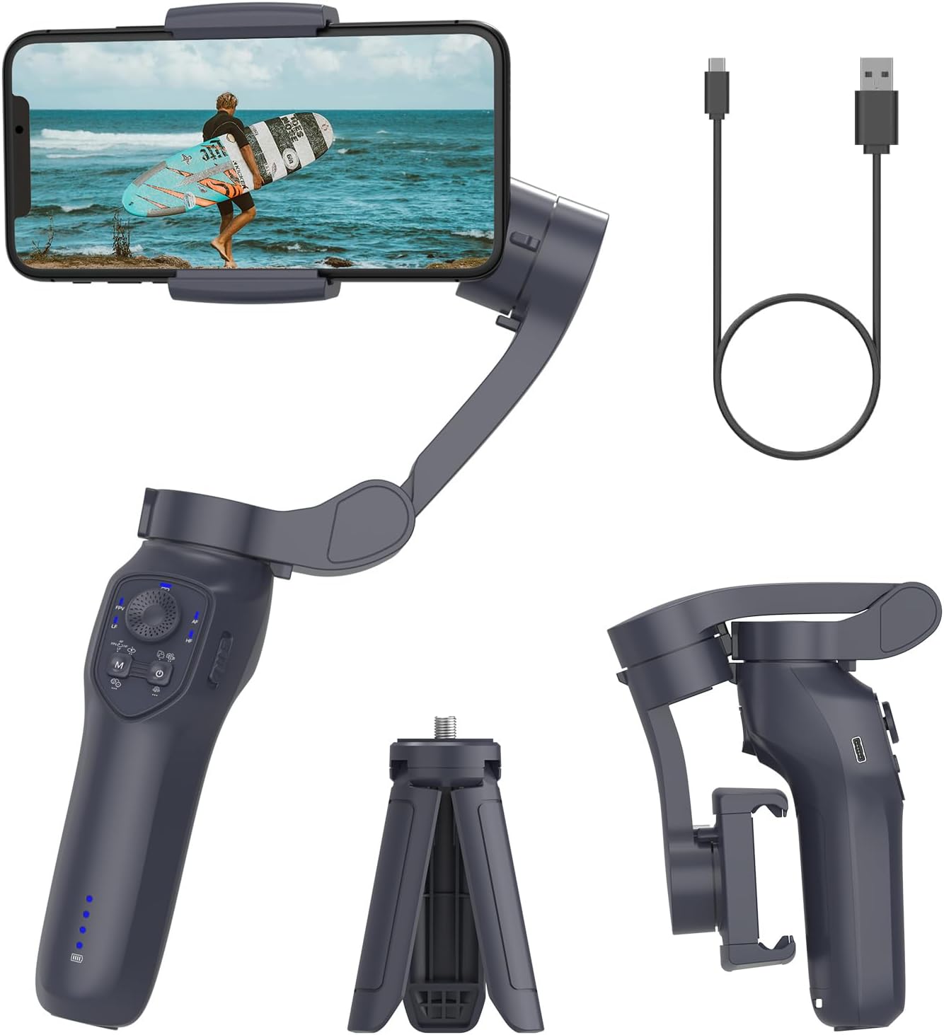 L7C Pro, Gimbal stabilizer for iPhone, Phone Stabilizer for Video Recording with Face/Object Tracking, 3-Axis Gimbal for Android & iPhone 15 Pro Max, Foldable iPhone Gimbal Vlog Recording