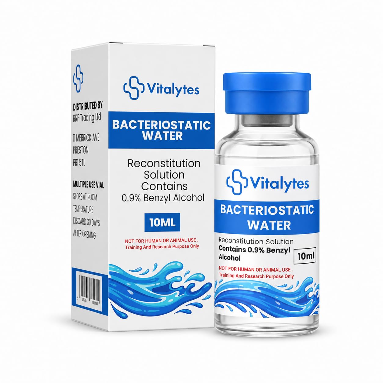 Bacteriostatic Mixing Water 10ml - Research Grade Formula - Borosilicate Glass Vial – Laboratory Use Only
