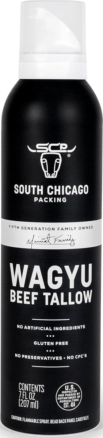 South Chicago Packing Wagyu Beef Tallow Spray, 7 Fl Oz – Umami-Rich Nonstick Cooking Oil for Sautéing, Grilling & Stir-Frying