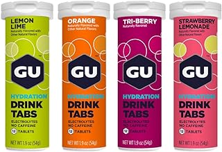 GU Energy Hydration Electrolyte Drink Tablets, Vegan, Gluten Free & Caffeine Free, Enhanced Endurance Sports Drink for Running, Cycling, Triathlon, 4-Count (48 Servings), Assorted Flavors