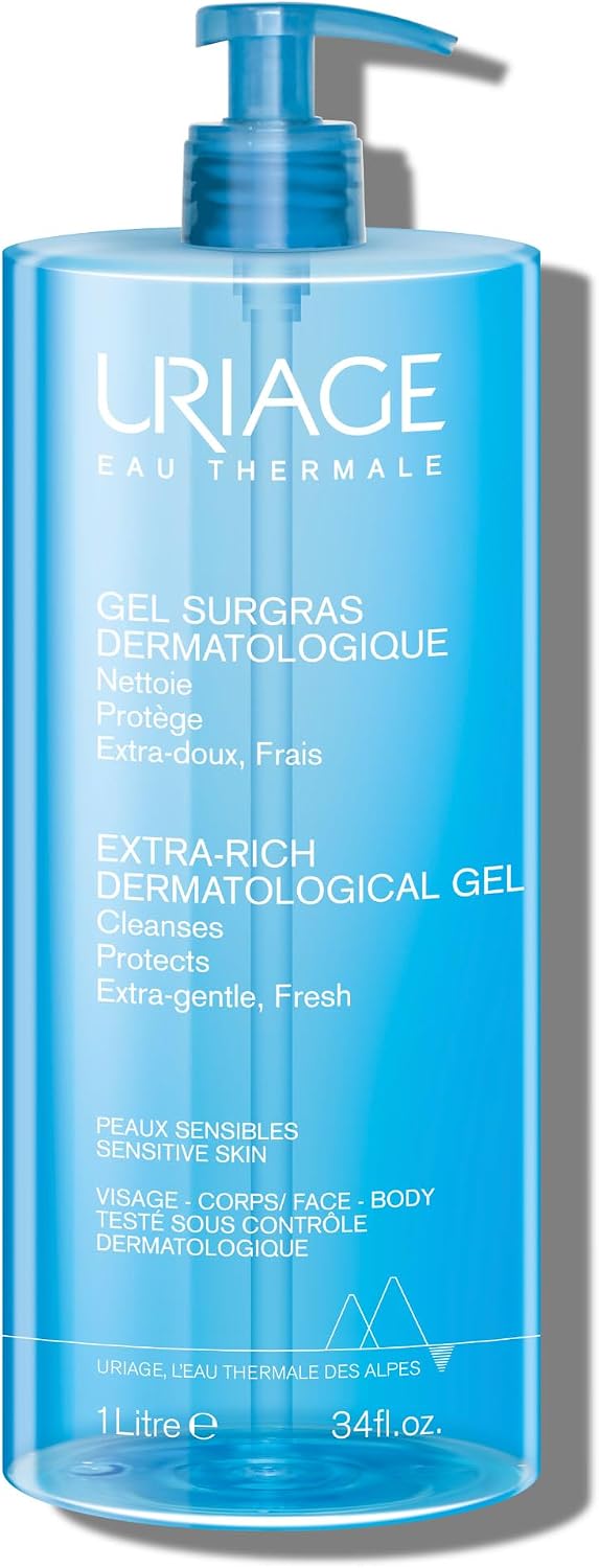 Uriage Derm-Phy Extra-rich Dermatological Shower Gel, Daily Face Body Wash