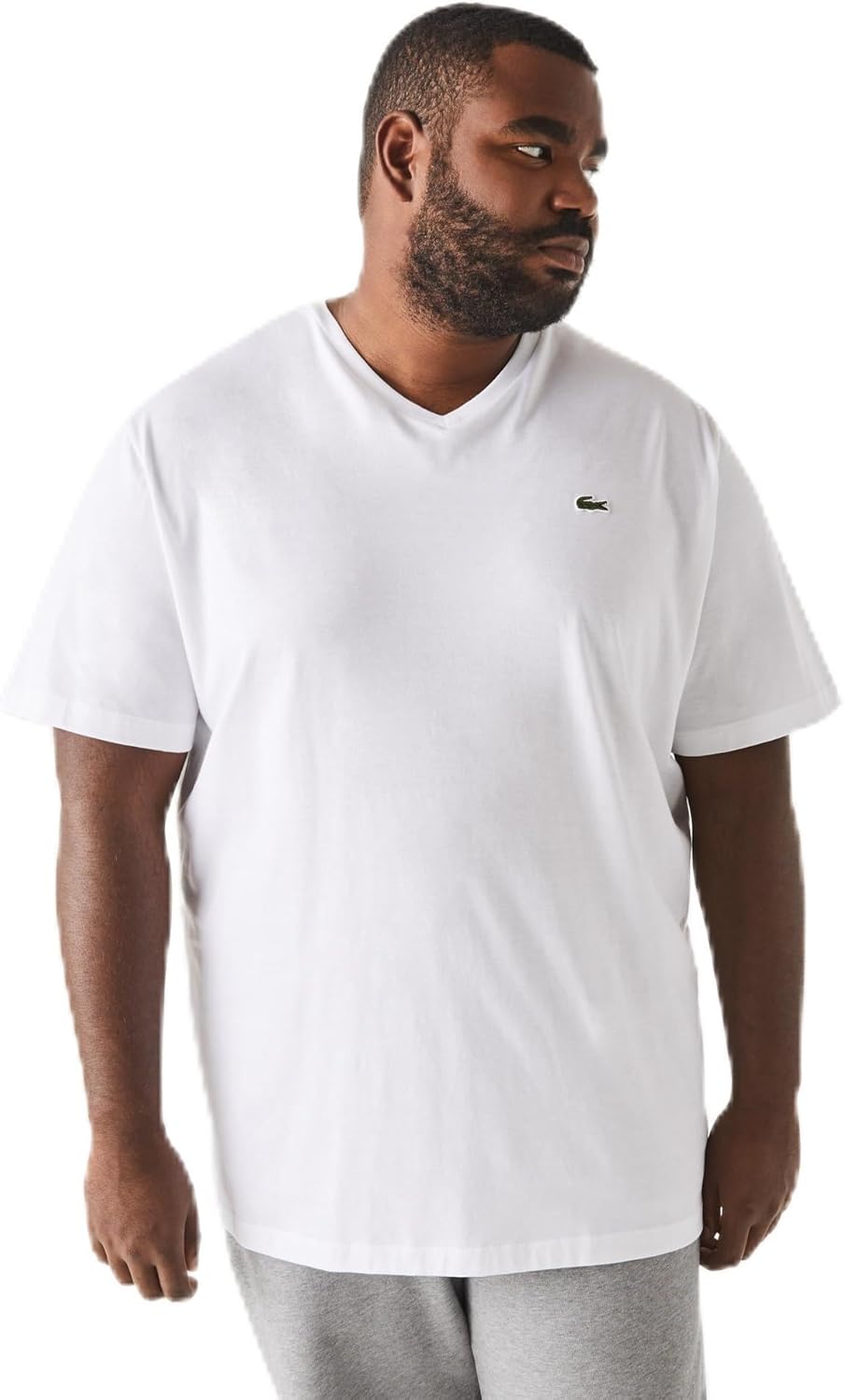 Lacoste Mens Big Fit V-Neck Short Sleeve Regular Fit Classic T-Shirt