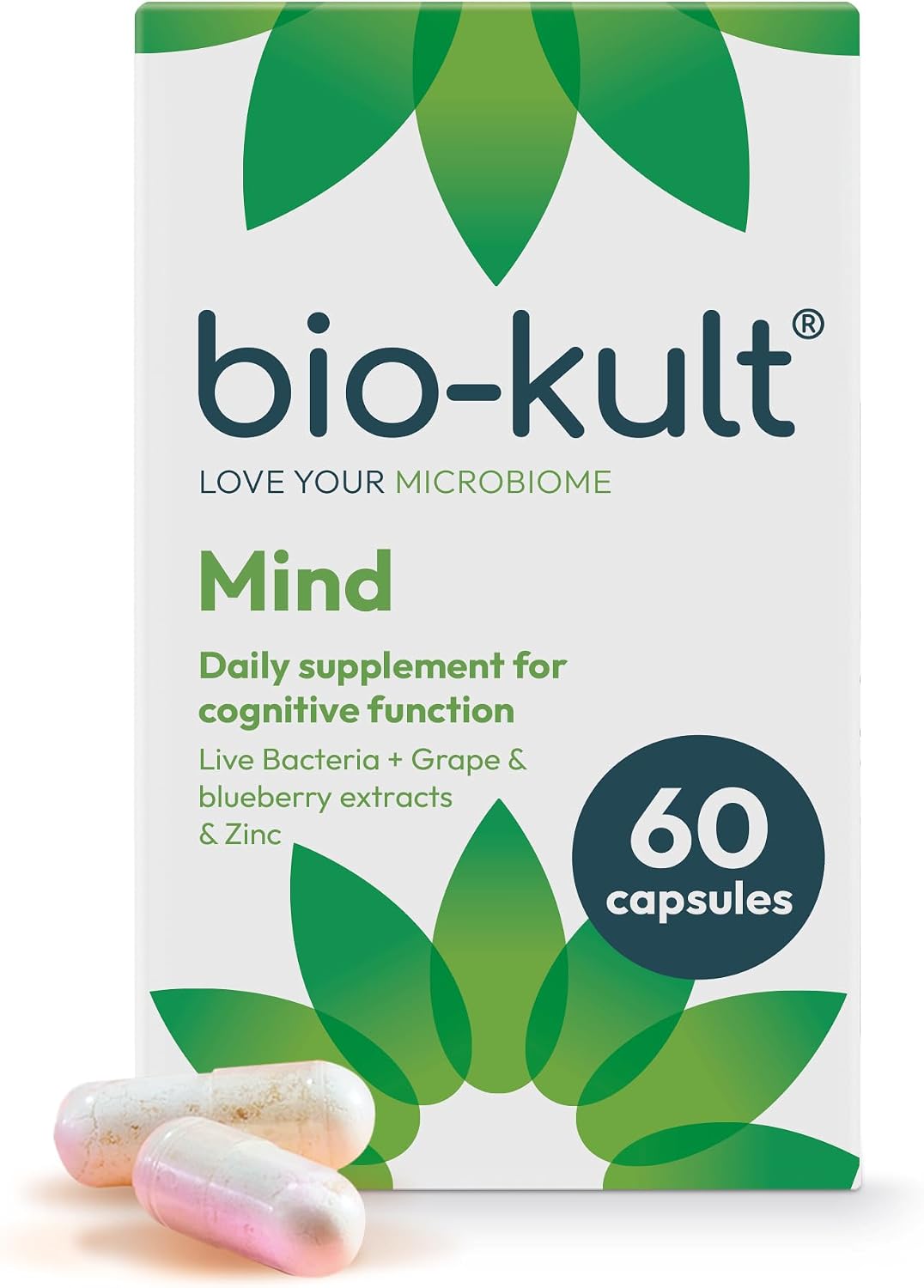 Bio-Kult Mind | Bacillus PXN 21 + Zinc, Wild Blueberry & Grape Extracts | Brain & Gut Support | 60 Capsules