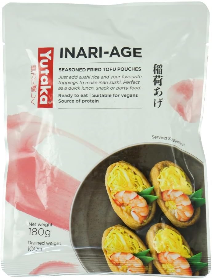 Yutaka Seasoned Soybean Curd Sushi Pockets Inari 10pc (180g) | Ready-to-Use Sweet Tofu Pouches | Perfect for Sushi & Snacks | Vegan & Vegetarian