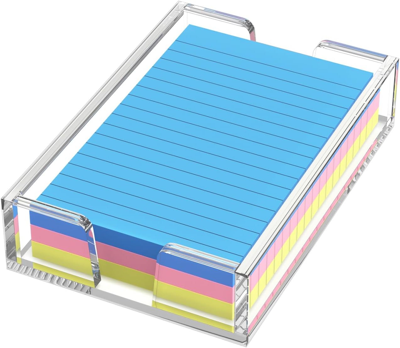 WINFFOR Acrylic Notepad Holder Dispenser - 4x6 in Sticky Note Memo Holder Self-Stick Note Pad Organizer (W/O Pads) Office Desk Accessories School Supplies, Crystal Clear