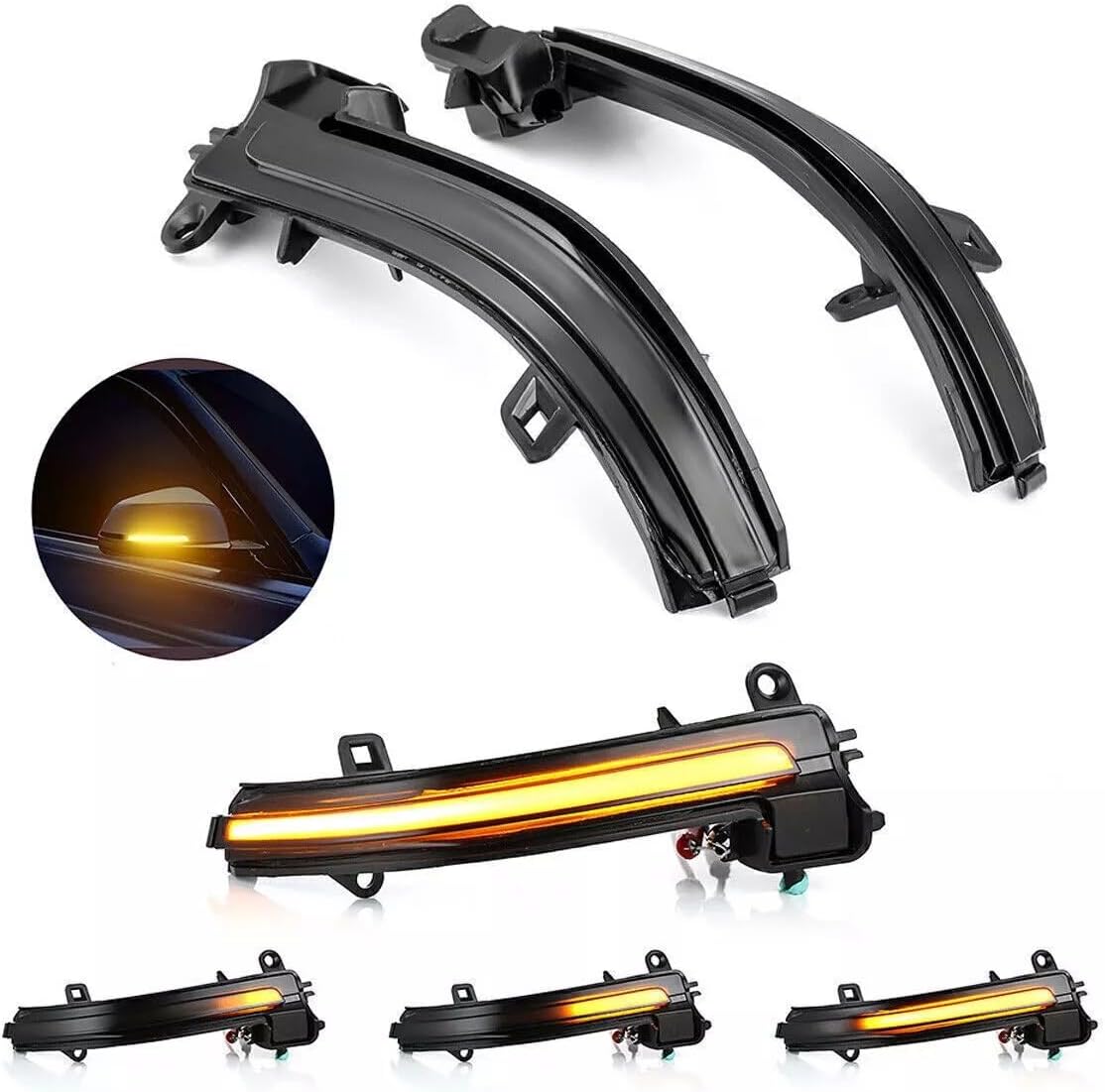 GEARCELL LED Dynamic Turn Signal Light Wing Mirror Turn Signal Light Fit for BMW F20 F21 F22 F30 E84 2/3/4 Series Mirror Indicator Light, Yellow Light 1 Pair