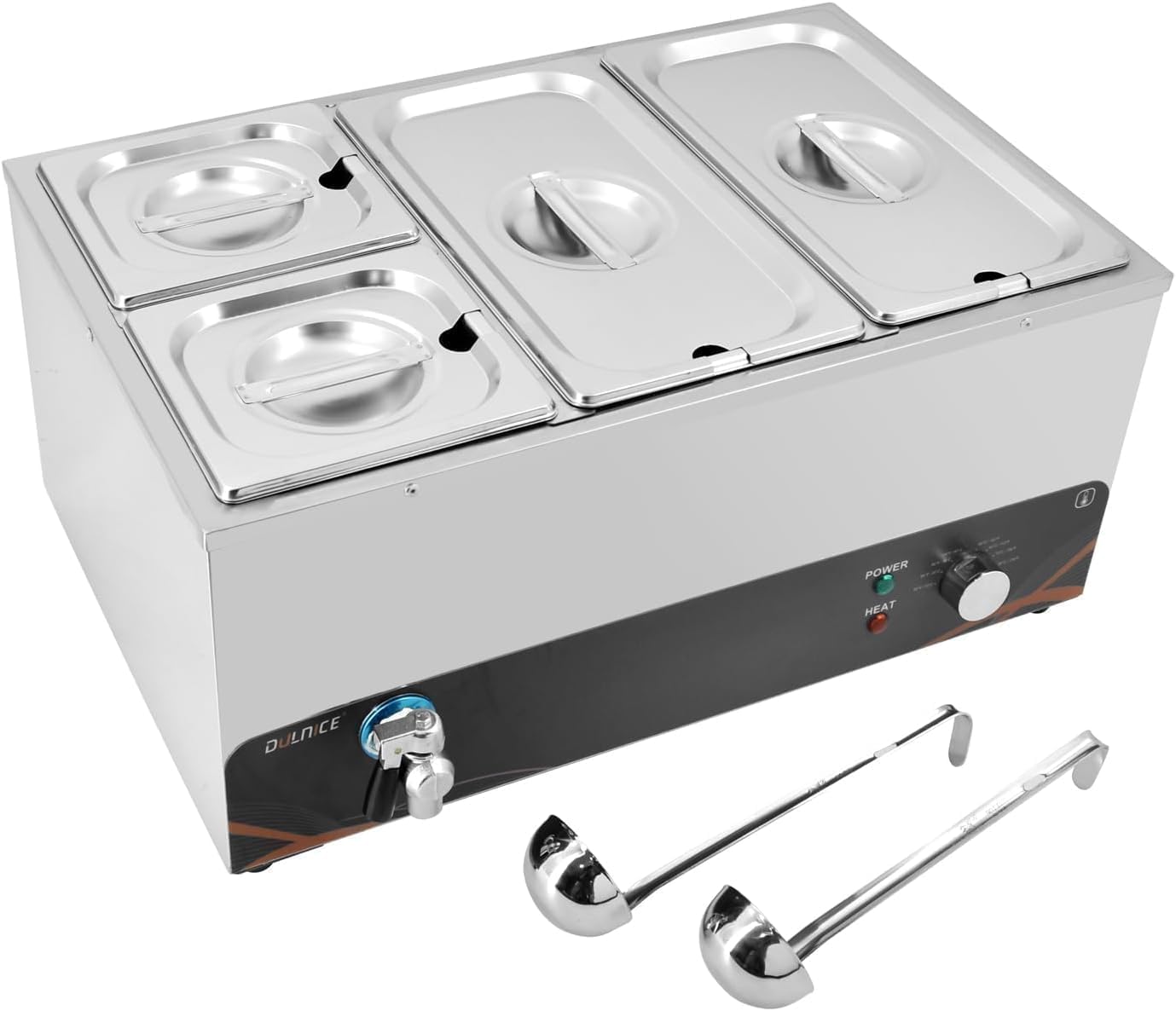 Food Warmer,Electric Food Warmer 1/3GN*2+1/6GN*2 Bain Marie,1500W Electric Food Warmers,Buffet Warmer Soup Warmer with Temperature Control for Catering Restaurants,Food Warmers for Parties