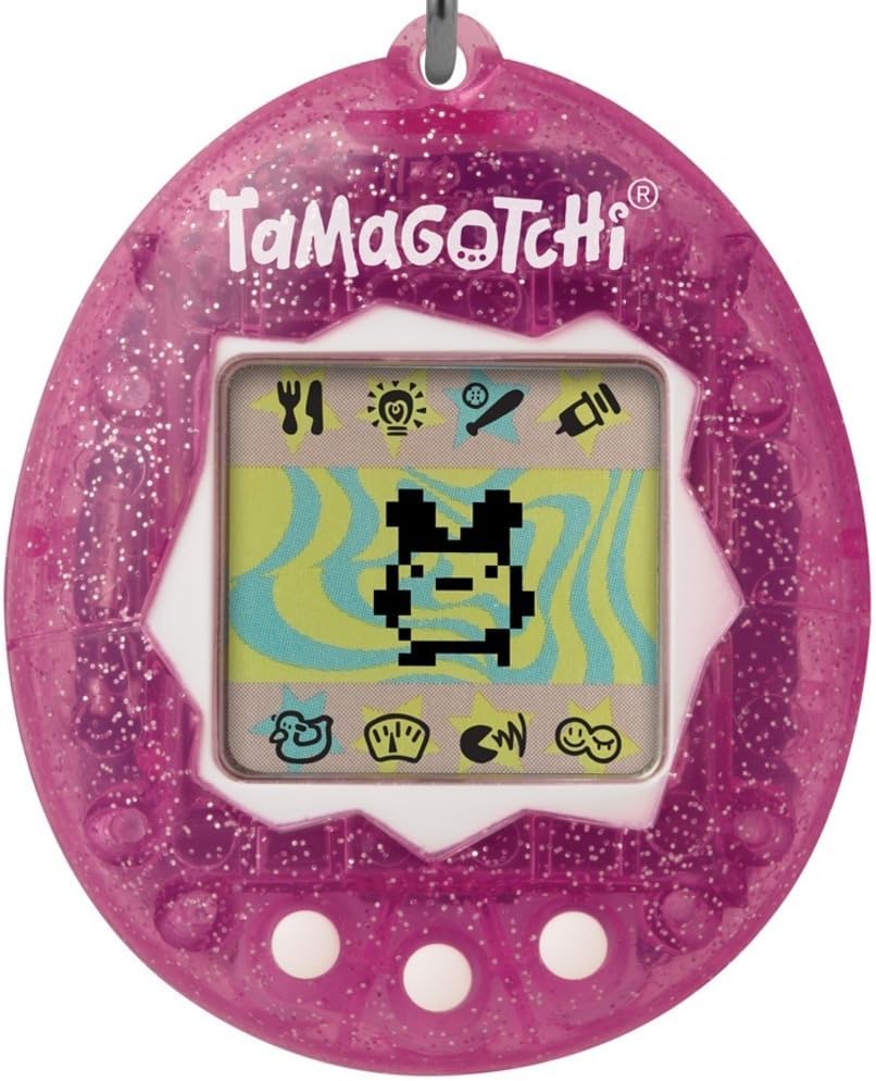 TAMAGOTCHI Bandai Original Pink Glitter Shell Original Cyber Pet 90s Adults And Kids Toy With Chain | Retro Virtual Pets Are Great Boys And Girls Toys Or Gifts For Ages 8+