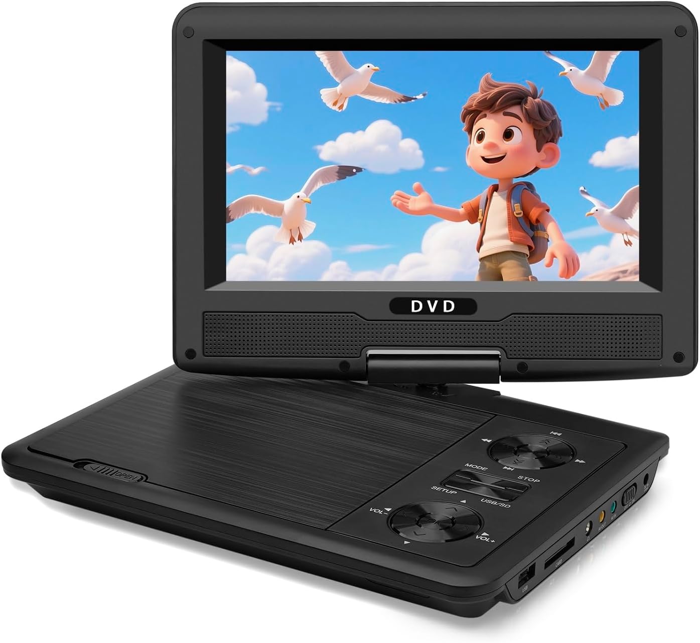 11.5" Portable DVD Player for Kids & Car Travel–9 inch Swivel IPS Screen,3-Hour Battery,CD/DVD/USB/SD Support,Region Free/Headrest Mount & Remote (Black)