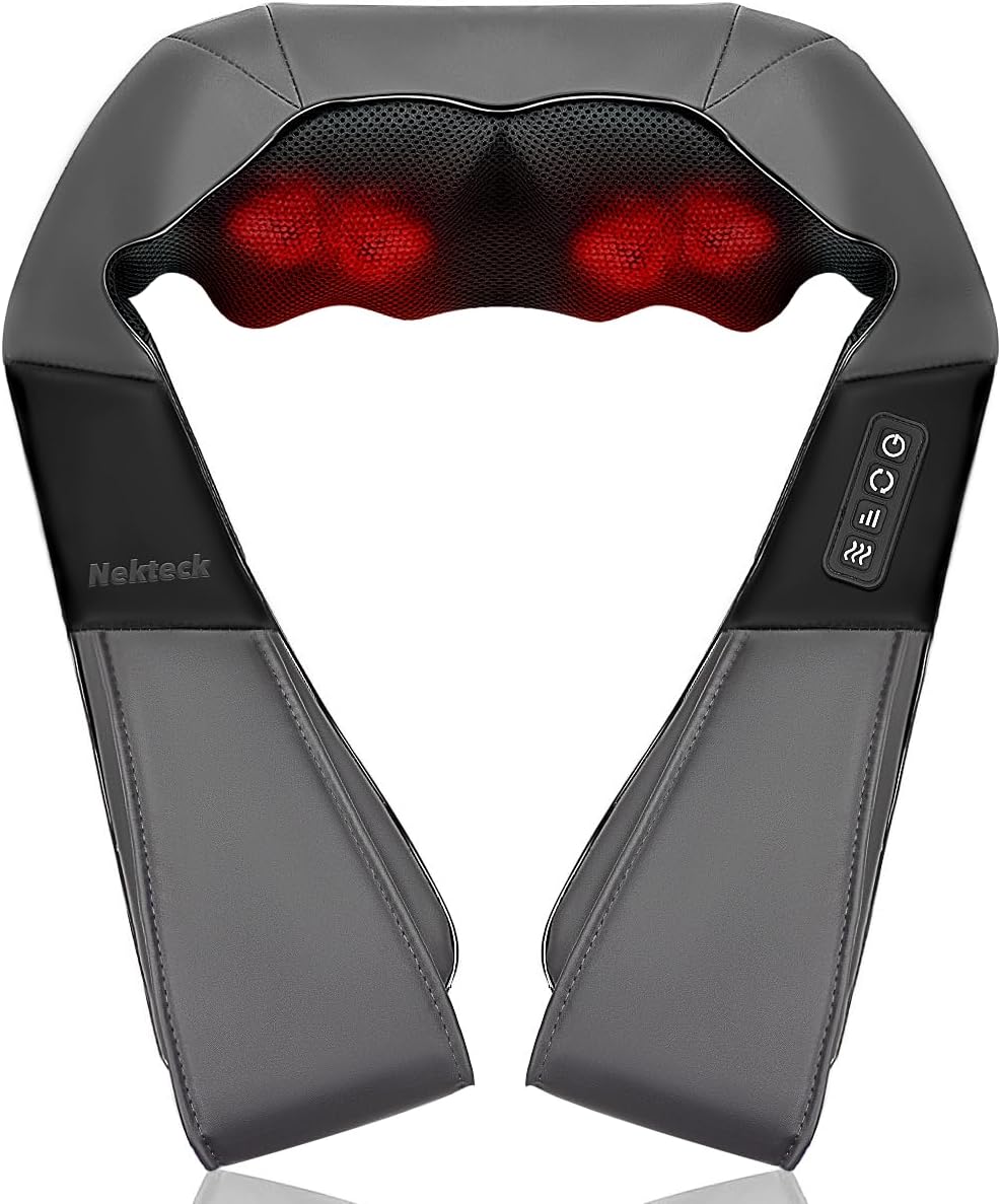 Shiatsu Neck and Back Massager with Soothing Heat, Electric Deep Tissue 3D Kneading Massage for Shoulder, Leg, Body Muscle Pain Relief, Home, Office, and Car FSA HSA Eligible