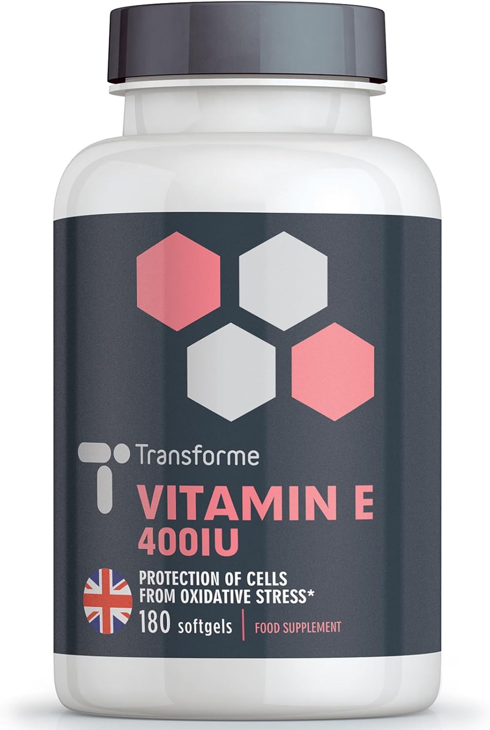 Transforme Vitamin E Capsules 400iu, 180 High Absorption Softgels for Skin, Eyes & Immune System, 6 Month Supply, Gluten Free, UK Made