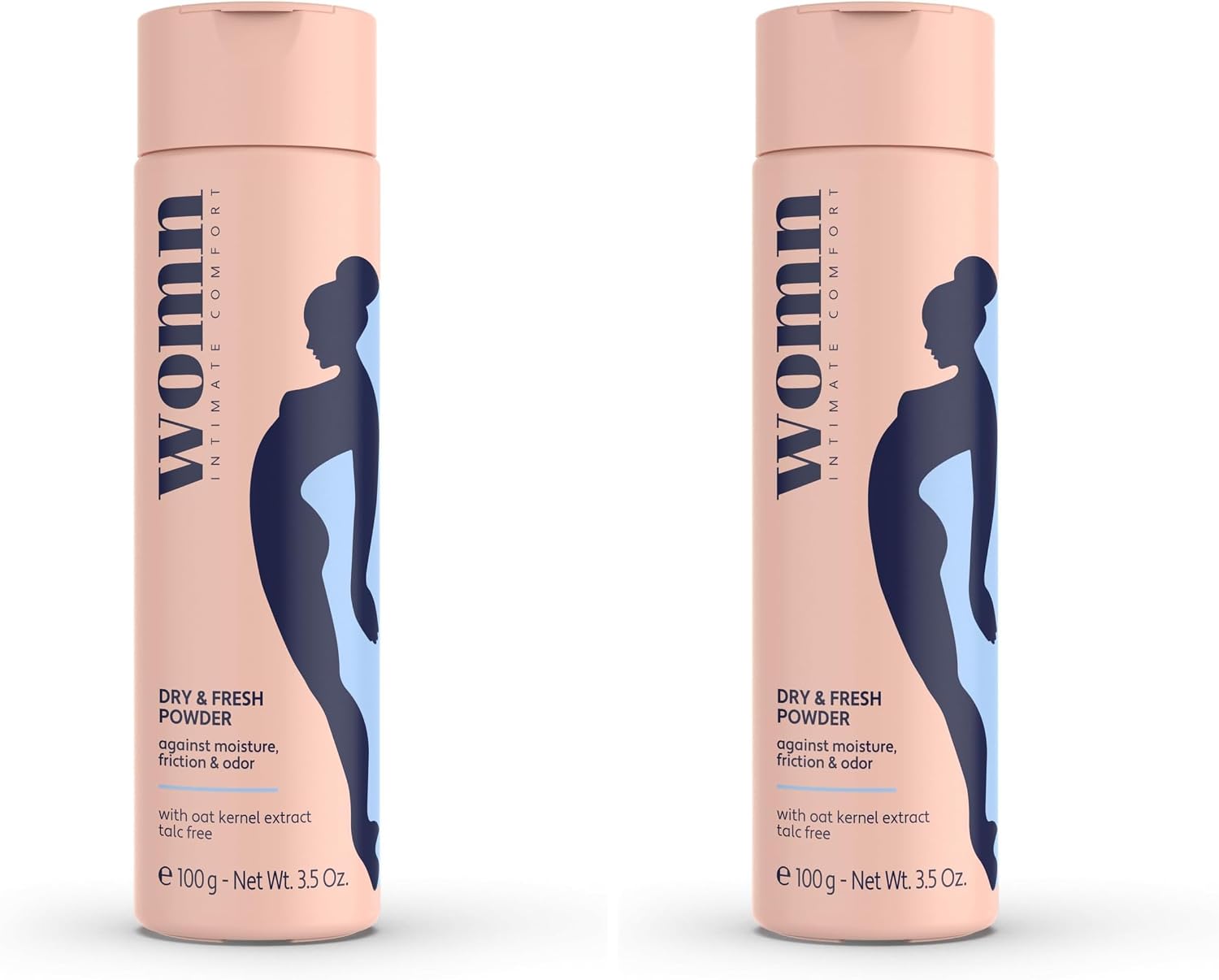 womn Dry & Fresh Powder 100 g – Talc-Free Body Powder for Intimate Area, Groin and Underboobs – Absorbs Sweat and Helps Protect Against Chafing and Odour (Pack of 2)