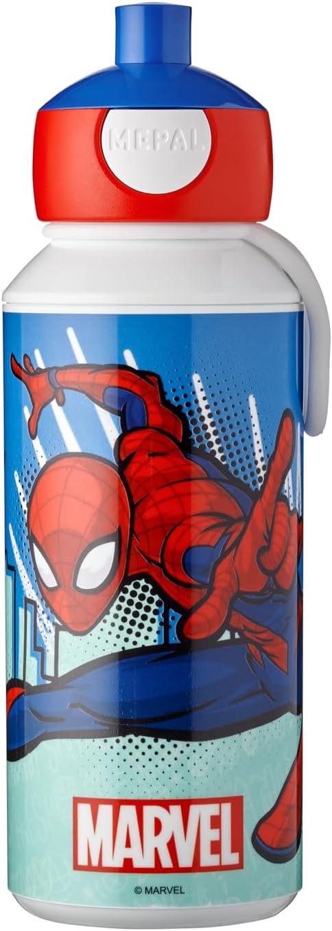 Mepal - Drinking Bottle Pop-Up Campus - Drinking Bottle - Leak Proof Drink Bottle For School - BPA-Free & Dishwasher Safe - 400 ml - Spiderman