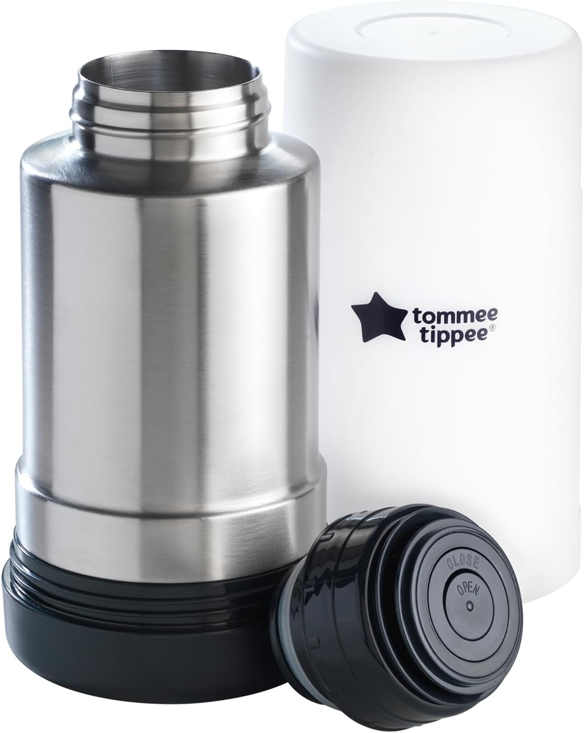 Tommee Tippee Travel Food Warmer, Portable Baby Warmer Ideal for Travel, Thermal Insulation, 500ml, Leak-Proof, Stainless Steel Flask with Lid
