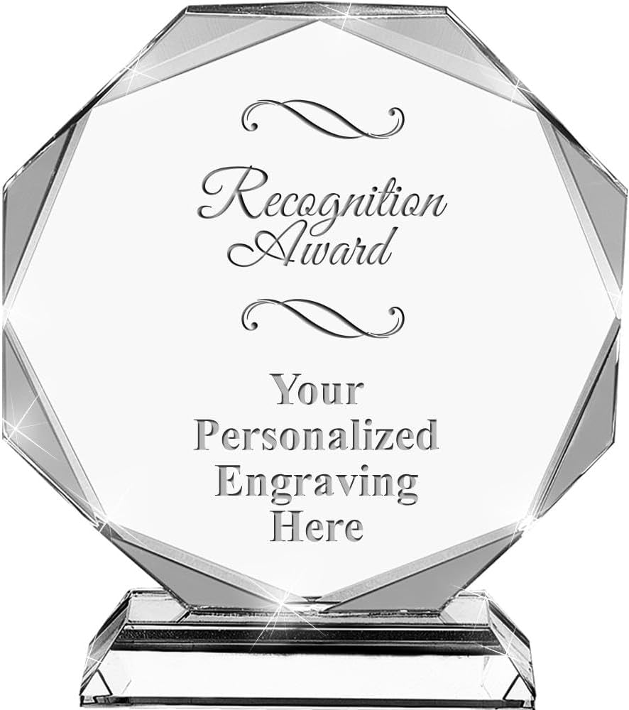 Custom Award with Engraving - Personalized 6.75" Crystal Trophy Awards