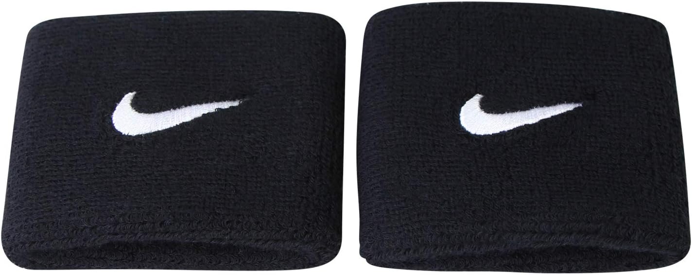 Nike Unisex-Youth Swoosh Gelenkband, Black/White, One Size (2er Pack)