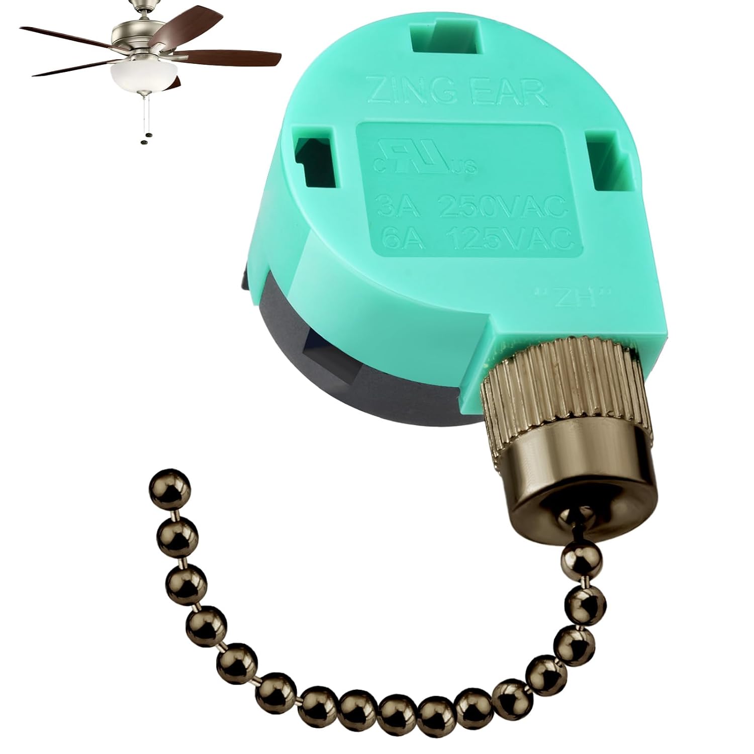 Ceiling Fan Switch ZE-268S6 3 Speed 4 Wire, Switch Control Replacement for Ceiling Fans, Hampton Bay Fans, Hunter Fans, and Standing Fans, Wall Lamps (Bronze)