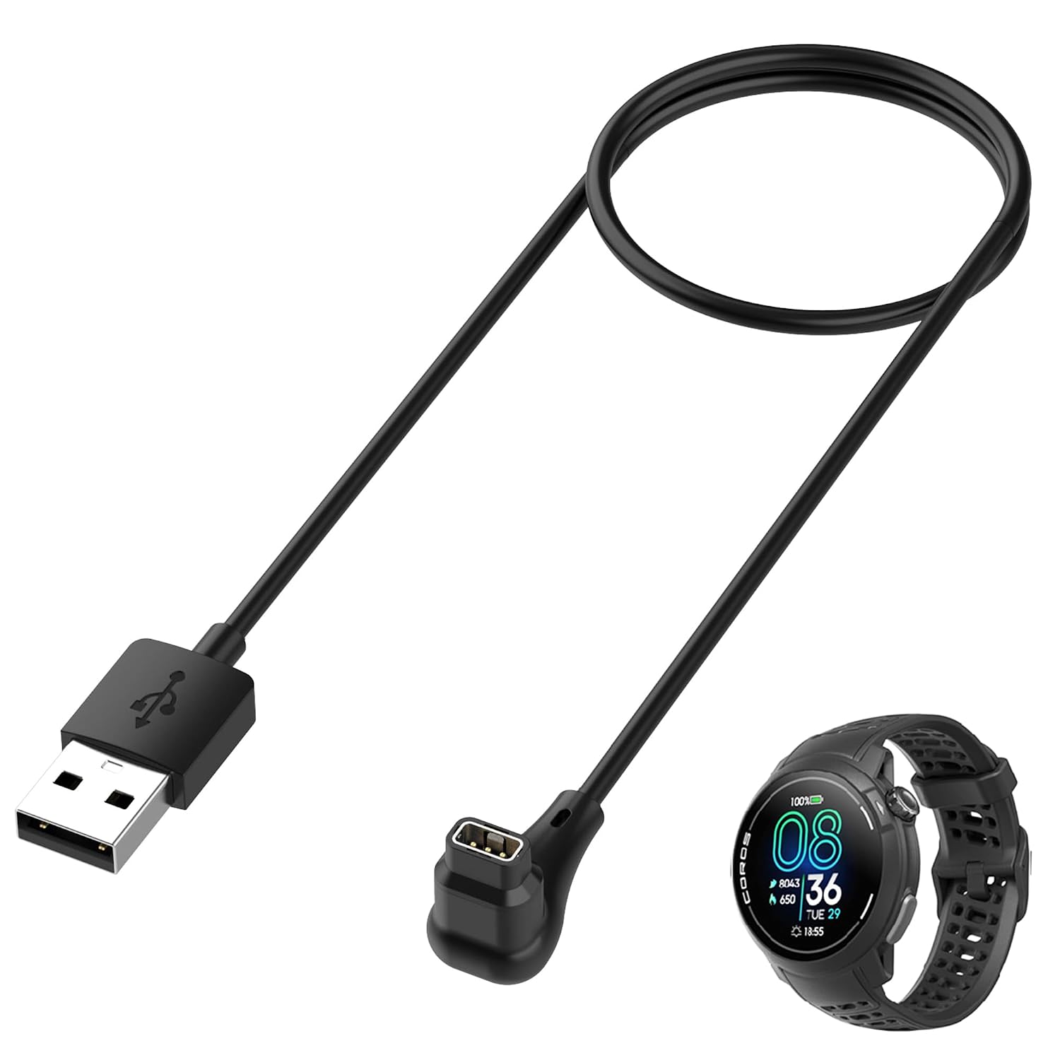 Charger for Coros PACE Pro (2024), Replacement USB Charging Cable Cord for Coros Smart Watch (USB Type A)