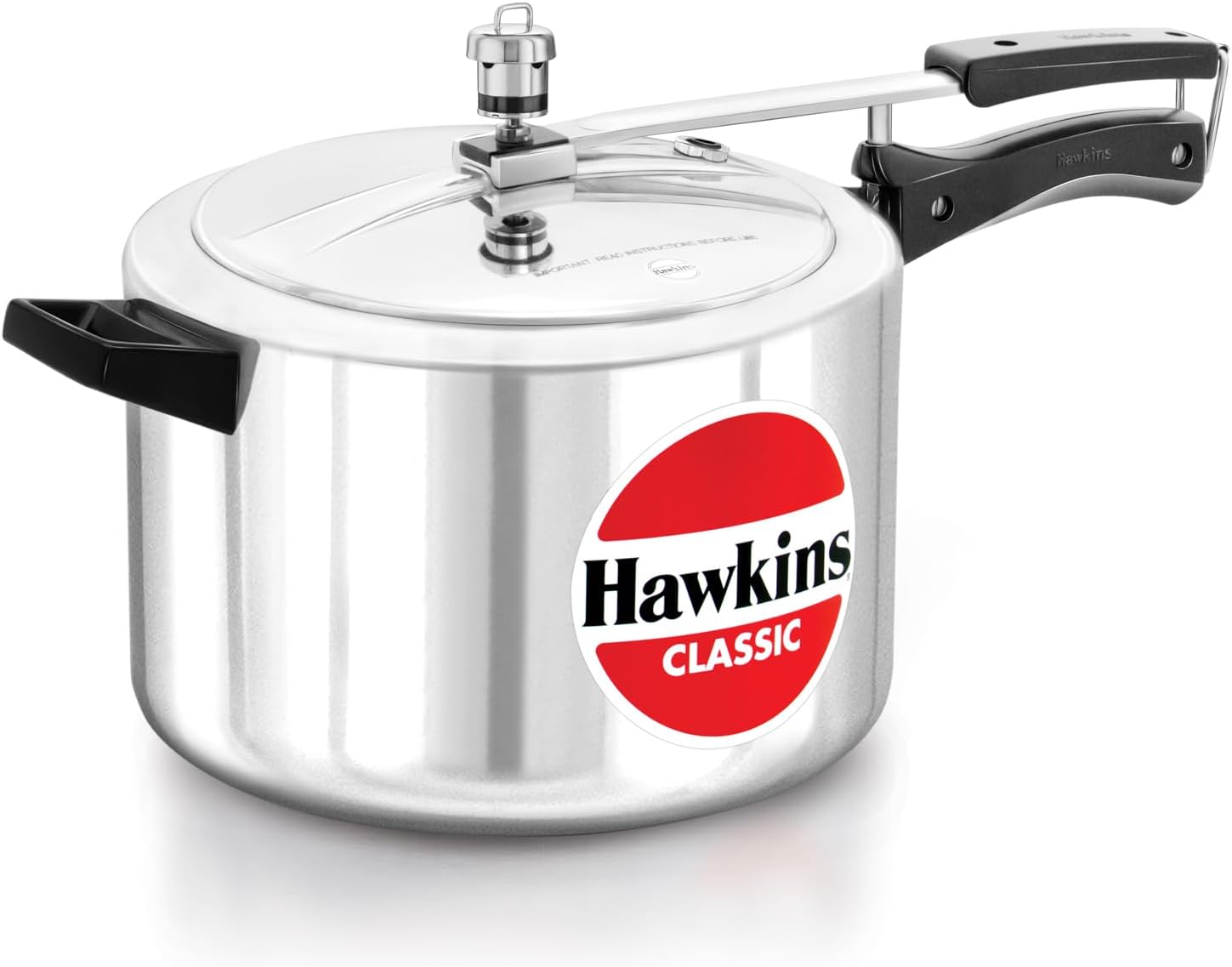Hawkins Classic 8 Litre Aluminium Inner Lid Pressure Cooker, Wide Design Pan Cooker, Big Cooker, Silver (CL8W)