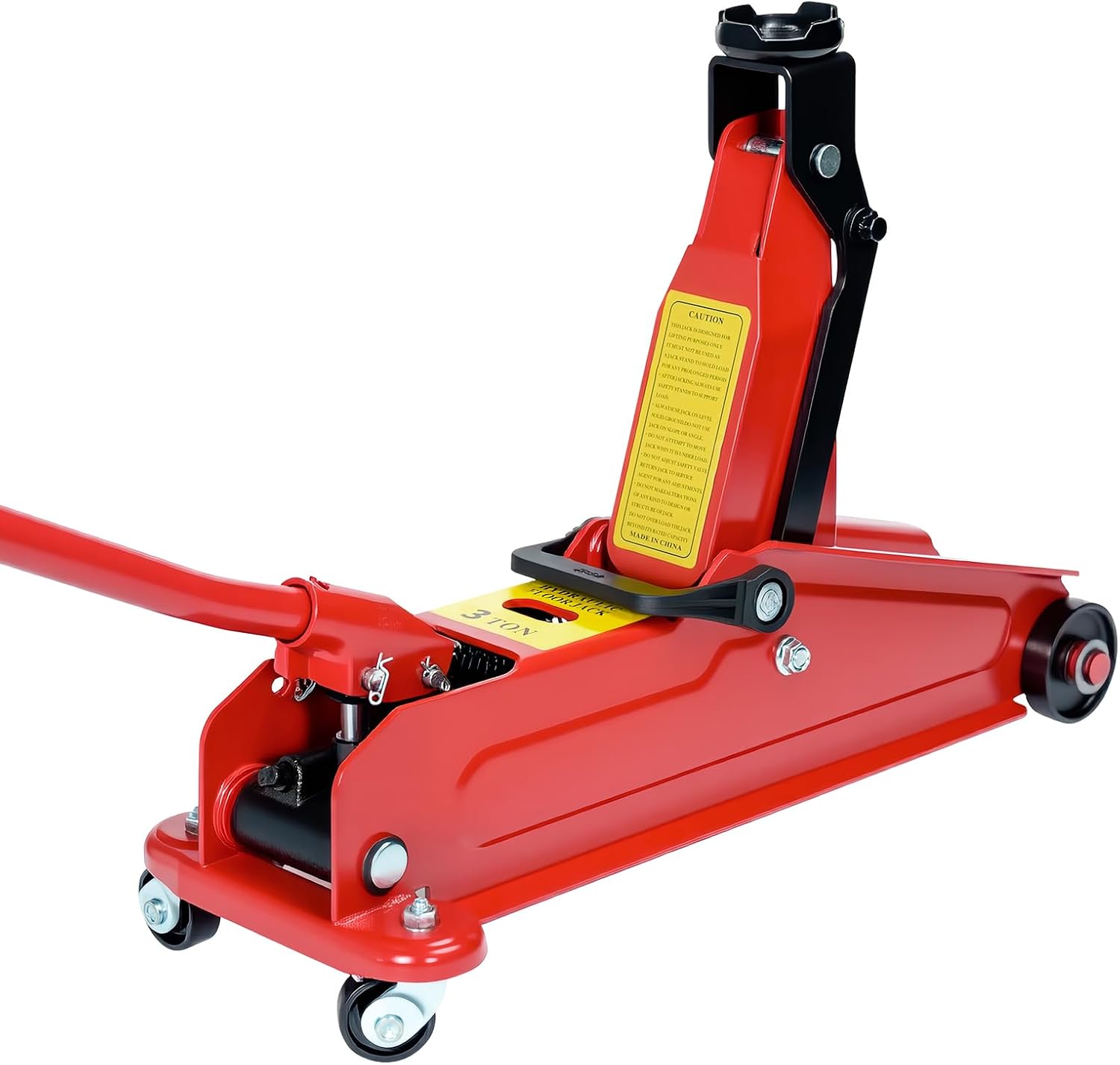 HYCHIKA Car Jack Hydraulic, 3 Tonne Trolley Jack, Trolly Jack, Low Profile Trolley Jack, Lifting Range 135-370mm, with Swivel Casters, for Cars, SUV, Tire Replacement