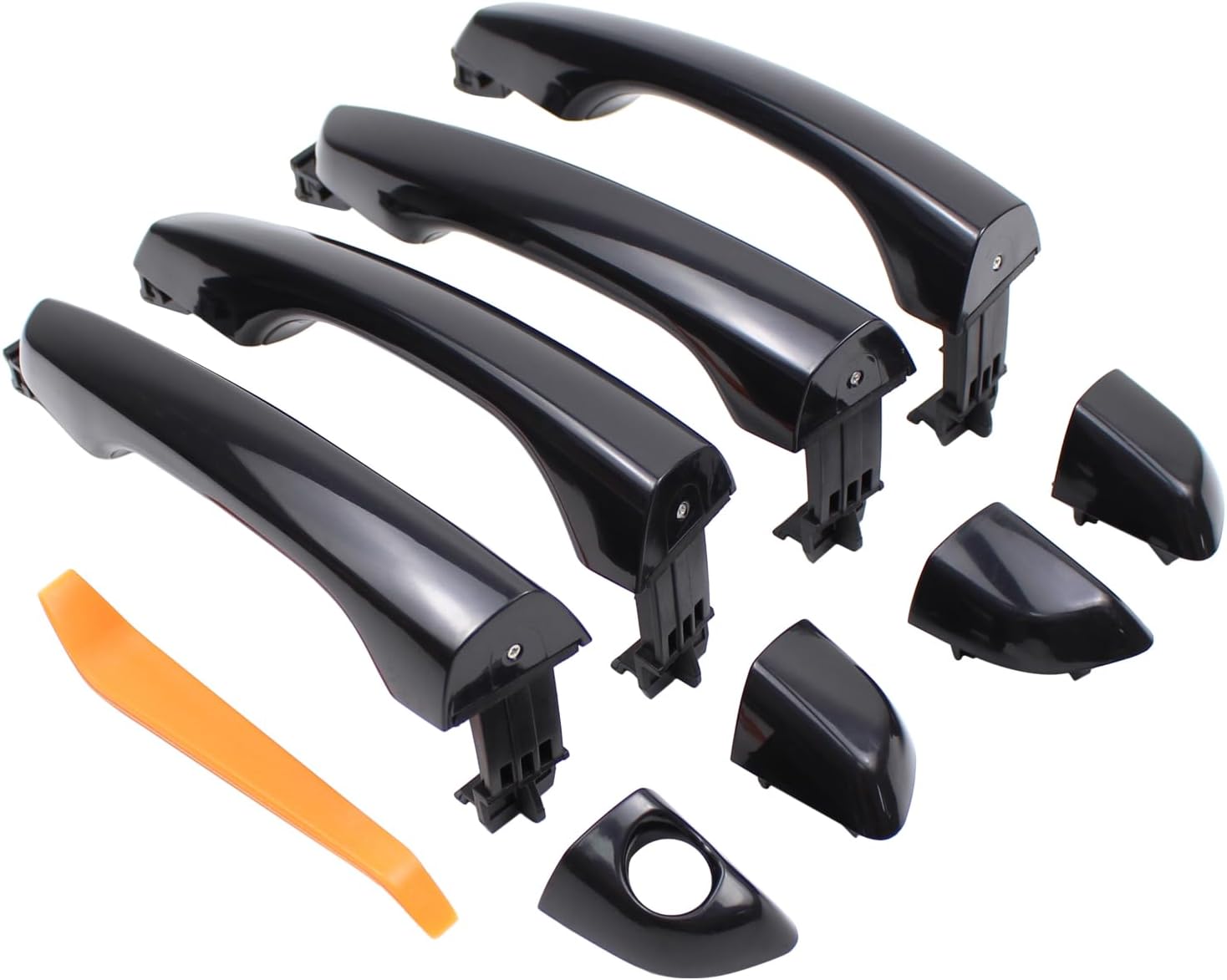 MOTOKU Black Front Rear Exterior Door Handle Kit for Hyundai Elantra Sedan 2017 2018 2019 2020 w/o Smart Entry System Left Driver and Right Passenger Side Outer Door Handles