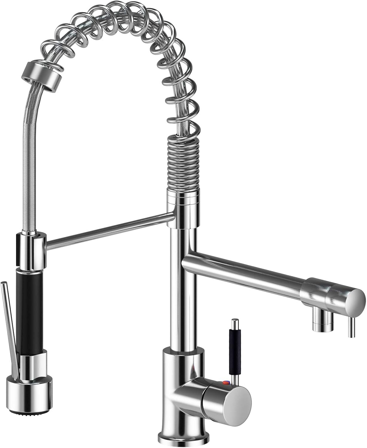 Suguword Single Hole Kitchen Tap, High Arc Pull Out Kitchen Faucet with 360 Degree Swivel, 2 Spray Modes and Magnetic Docking Modern Mixer Tap for Easy Installation Chrome