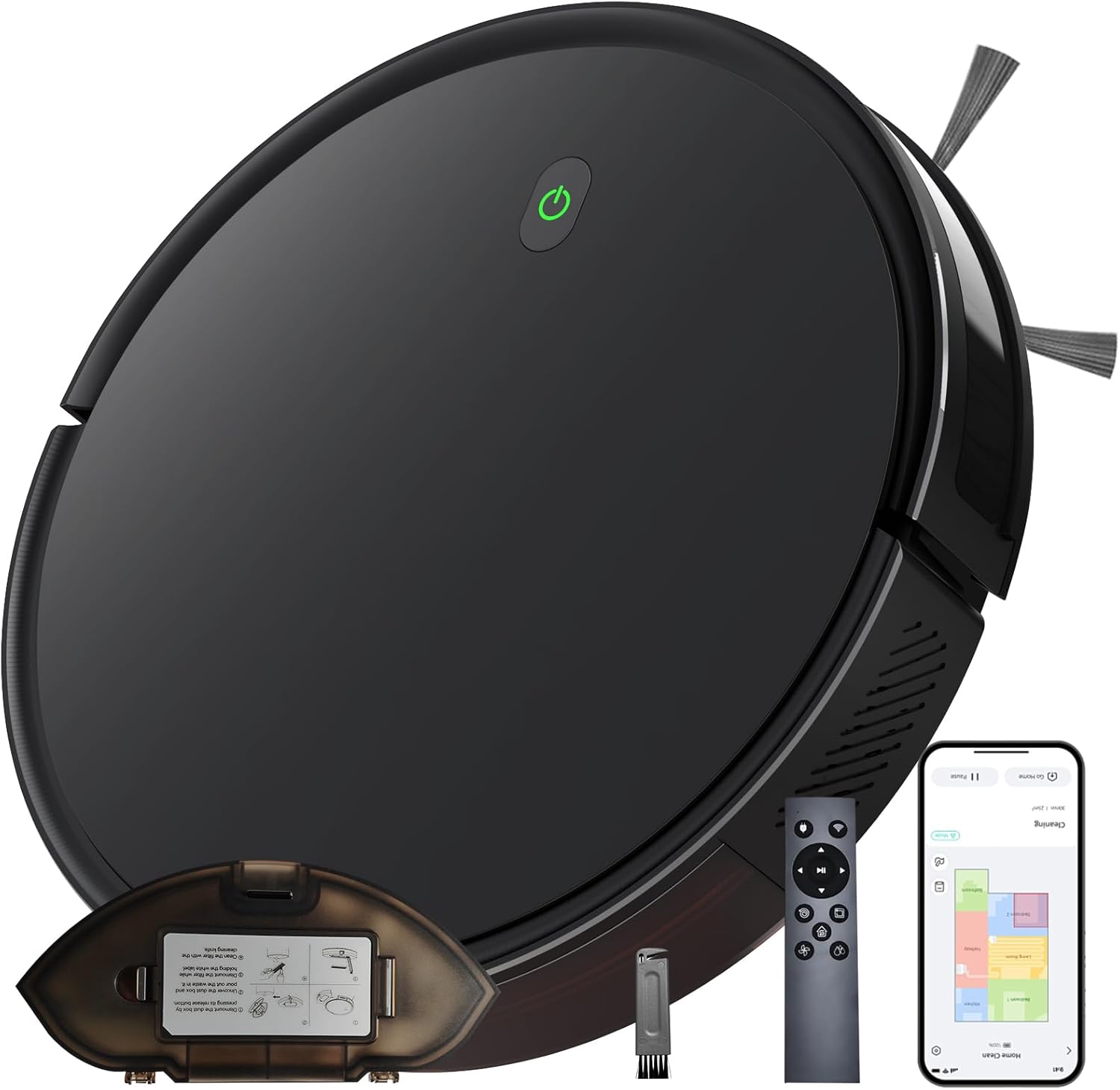 Robot Vacuum, 2400 Pa Robotic Vacuum Cleaner, 120 Min Max, Super Thin, Quiet, App & Remote Control, Ideal for Hard Floor, Carpet, Hair, Self-Charge(G100)