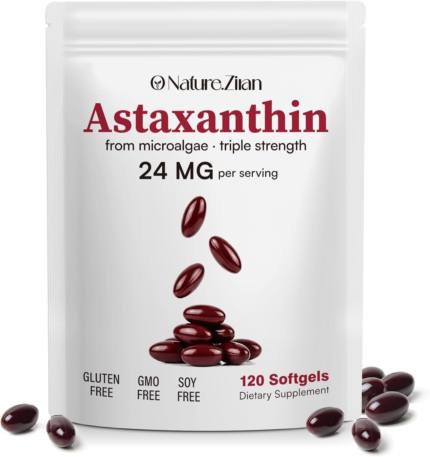 O NATURE . ZIRAN Astaxanthin Supplements 24mg, Antioxidants Supplement, Supports for Eye &Joint &Skin Health| 4 Month Supply| 120 Softgels
